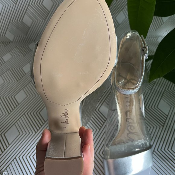 NEW Sam Edelman Yaro Silver Block Heel Sandal Size 10 M - Picture 4 of 5